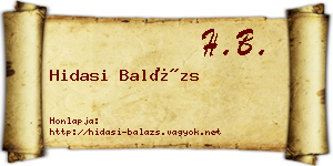 Hidasi Balázs névjegykártya